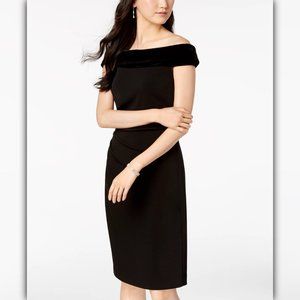 Vince Camuto Off-The-Shoulder Velvet-Contrast Dress